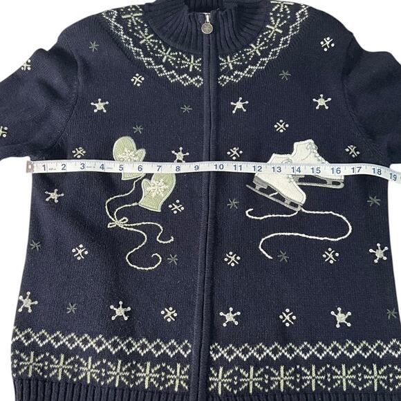 Vintage Christopher & Banks Hand Embroidered Small Jacket Ice Skates & Mittens - Picture 7 of 11